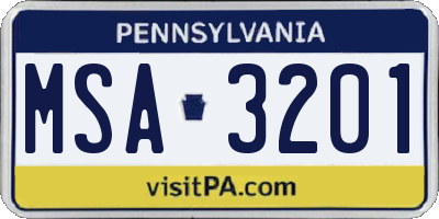 PA license plate MSA3201