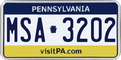 PA license plate MSA3202