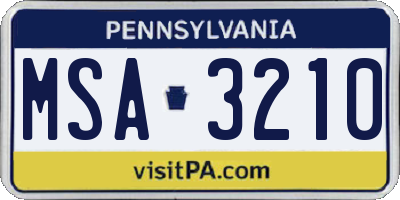 PA license plate MSA3210