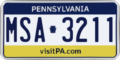 PA license plate MSA3211