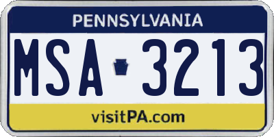 PA license plate MSA3213