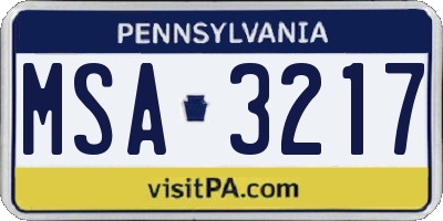 PA license plate MSA3217