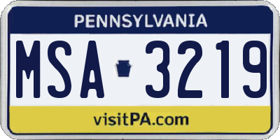 PA license plate MSA3219