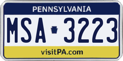 PA license plate MSA3223