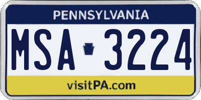 PA license plate MSA3224