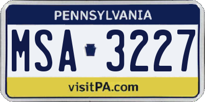PA license plate MSA3227