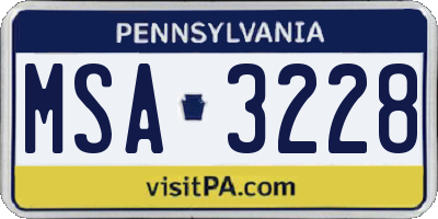 PA license plate MSA3228