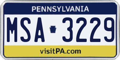 PA license plate MSA3229