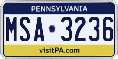 PA license plate MSA3236