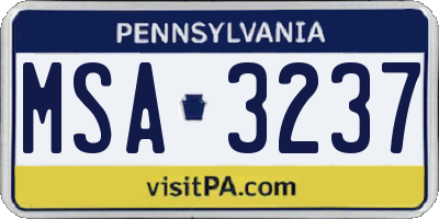 PA license plate MSA3237