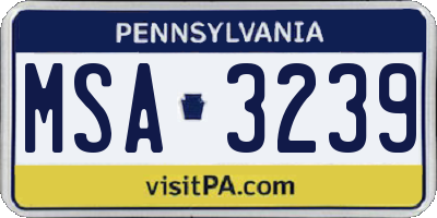 PA license plate MSA3239