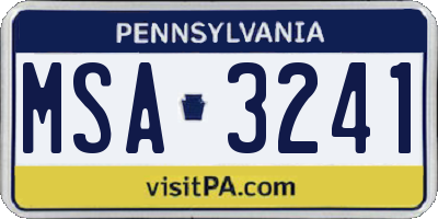 PA license plate MSA3241