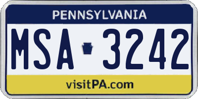 PA license plate MSA3242