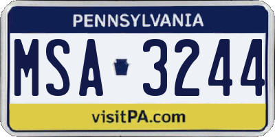 PA license plate MSA3244