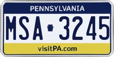 PA license plate MSA3245