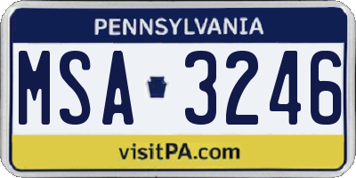 PA license plate MSA3246
