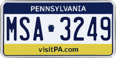 PA license plate MSA3249