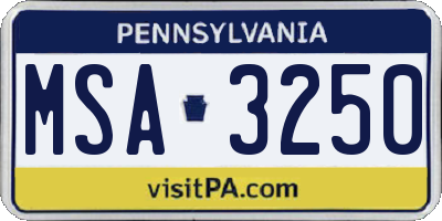 PA license plate MSA3250