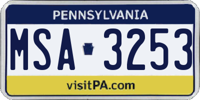 PA license plate MSA3253