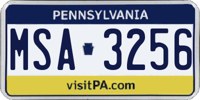 PA license plate MSA3256