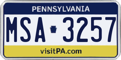 PA license plate MSA3257