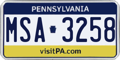 PA license plate MSA3258