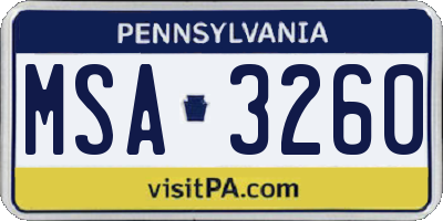 PA license plate MSA3260