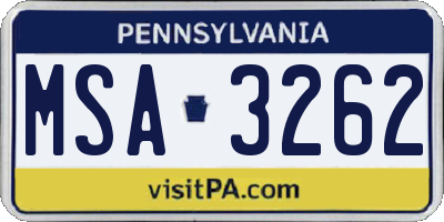 PA license plate MSA3262