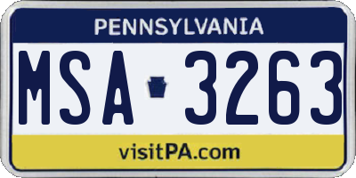 PA license plate MSA3263