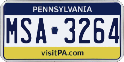 PA license plate MSA3264