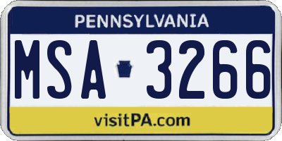 PA license plate MSA3266