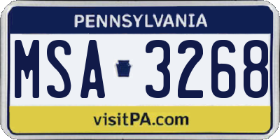 PA license plate MSA3268