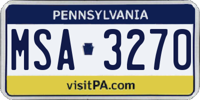 PA license plate MSA3270