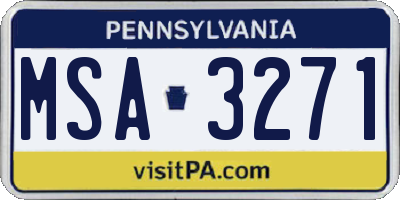 PA license plate MSA3271
