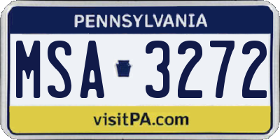 PA license plate MSA3272
