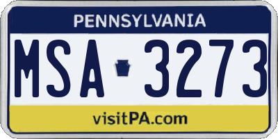 PA license plate MSA3273