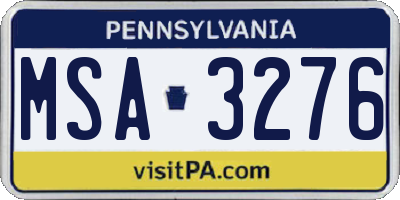 PA license plate MSA3276