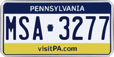 PA license plate MSA3277