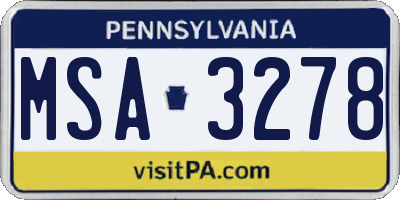 PA license plate MSA3278