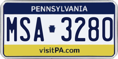 PA license plate MSA3280