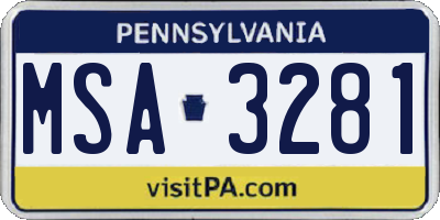 PA license plate MSA3281