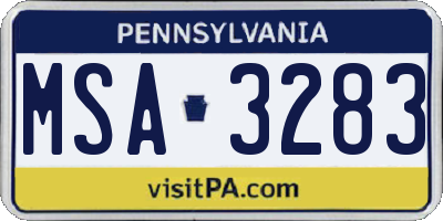 PA license plate MSA3283