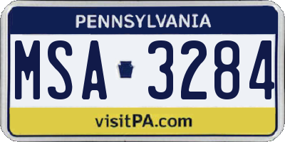 PA license plate MSA3284
