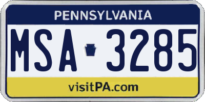 PA license plate MSA3285
