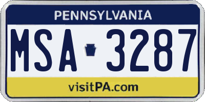 PA license plate MSA3287