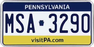 PA license plate MSA3290