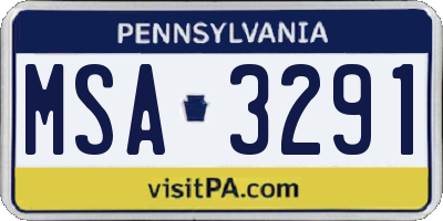 PA license plate MSA3291