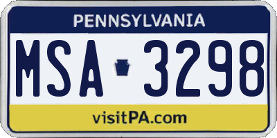PA license plate MSA3298