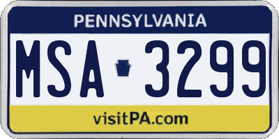 PA license plate MSA3299