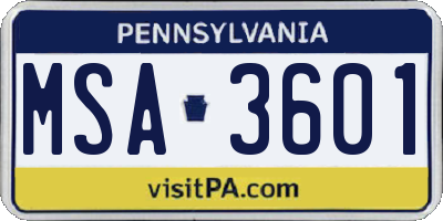 PA license plate MSA3601